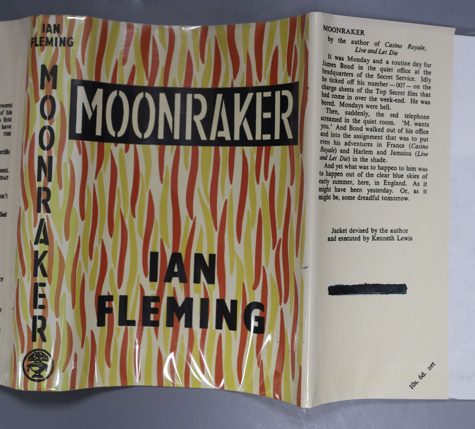 Fleming, Ian - Moonraker, 1st edition (1st impression state B), d/wrapper (repro.), 1955